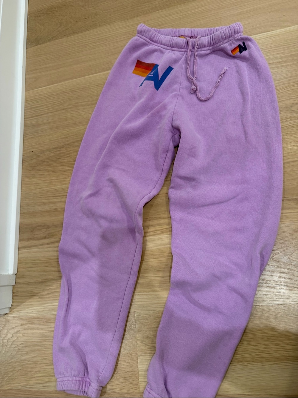 Aviator Nation Lavender Women’s XS Sweatpants with Rainbow 'N' Logo